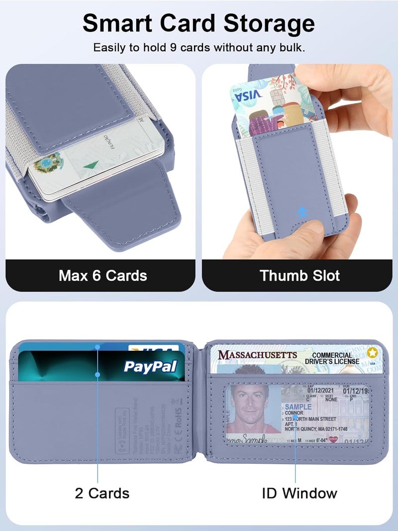 TopMade for Magsafe Wallet, Works with Apple Find My, Strongest Magnetic Wallet for iPhone 16/15/14/13/12 Series, Mganetic Card Holder with Adjustable Stand, 9 Cards Holder, Lavender - Image 5